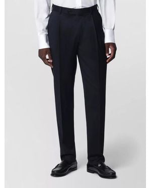 Luigi Bianchi Tailored Pleated Straight Trousers Belt Loops - Blue