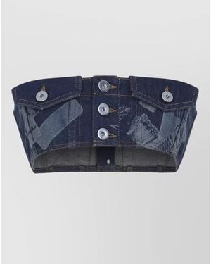 Jean Paul Gaultier Denim Strapless Cropped Top - Blue