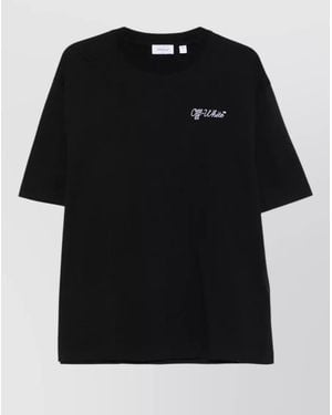 Off-White c/o Virgil Abloh Embroidered Logo Cotton T-Shirt - Black