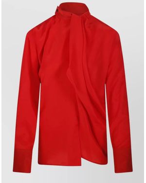 Victoria Beckham Silk Draped Blouse - Red