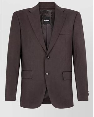 BOSS Virgin Wool Single-Breasted Blazer - Black