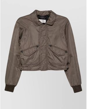 MM6 by Maison Margiela Cropped Nylon Single-Breasted Coat - Brown