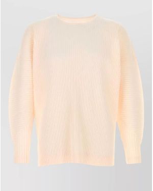 Homme Plissé Issey Miyake Polyester Crew Neck Long Sleeve Jumper - Natural