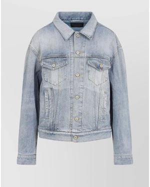 Balenciaga Standing Collar Denim Jacket - Blue