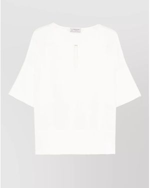 Alberto Biani Cady Three-Quarter Sleeve Blouse - White