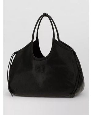 Miu Miu Ivy Nappa Leather Tote Bag - Black