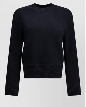 Sacai Crew Neck Cotton Cashmere Cropped Jumper - Blue