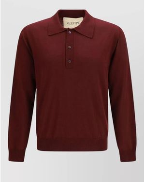 Valentino Garavani Wool Polo Shirt Vlogo Embroidery - Red