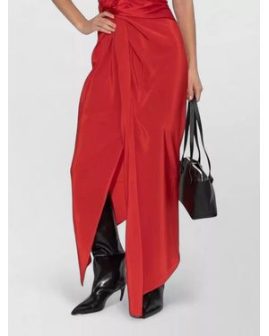 Victoria Beckham Twisted Detail Dress Asymmetric Hem - Red