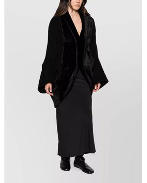 Junya Watanabe Oversized Faux Fur Panel Wool Blend Coat - Black