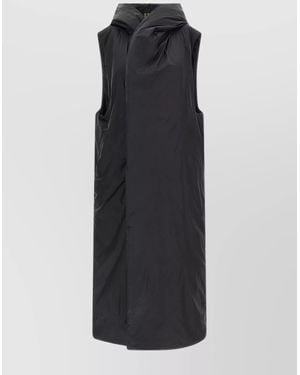 Rick Owens Hooded Sleeveless Vest Featuring Side Pockets - Black