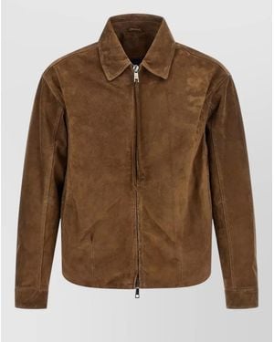 Giorgio Brato Suede Jacket Buttoned Cuffs Elasticated Hem Collar - Brown