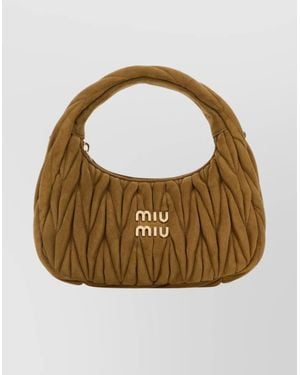 Miu Miu Curved Quilted Handbag Top Handle - Metallic