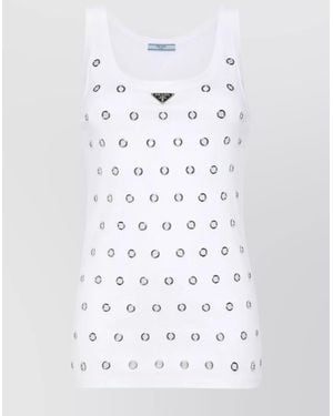 Prada Cotton Sleeveless Tank Top - White