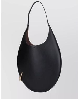 Tory Burch Curved Shoulder Bag Metal Accent - Black