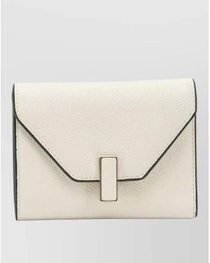 Valextra Isis Trifold Wallet Textured Finish Envelope - Natural