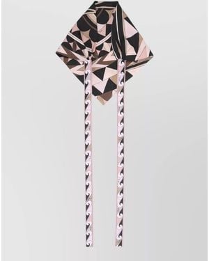 PUCCI Silk Head Scarf Geometric Pattern Long Ties - Multicolor