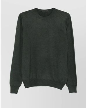 Tagliatore Fine Knit Long Sleeve Crew Neck Sweater - Green