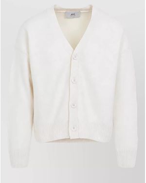 Ami Paris Wool Cashmere Cardigan - White