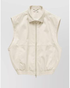 1989 STUDIO Gabardine Zip Up Vest - Natural