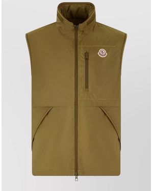 Moncler Ansiei Technical Sleeveless Vest High Collar - Green