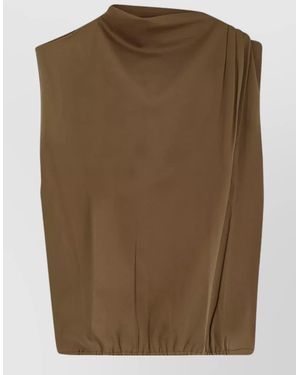 Soeur Idris Organic Cotton Draped Sleeveless Top - Brown