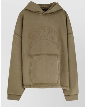Represent Studded Logo-Print Cotton Hoodie - Green