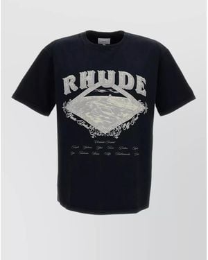 Rhude Crew Neck Graphic Print Short Sleeve Shirt - Black