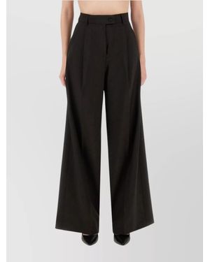 Sportmax Virgin Wool Wide-Leg Trousers - Black