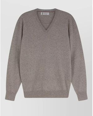 Brunello Cucinelli Cashmere Jumper V Neck Long Sleeves - Grey