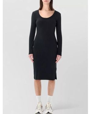 Nike Ribbed Slim-Fit Long-Sleeve Midi Dress - Black