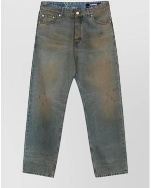 Jacquemus Denim Distressed Straight-Leg Jeans - Grey