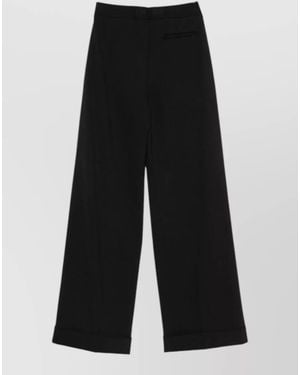 Semicouture Coline Pants High Waist Wide Leg Cuffs - Black