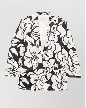 Dries Van Noten Basti Floral Single Breasted Tailored Jacket - White