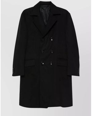 Kiton Coat With Peak Lapels And Welt Pockets - Black