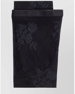 Valentino Sheer High-Waisted Tights With Floral Embroidery - Black