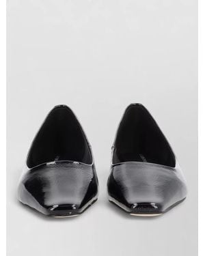 Michael Kors Ballerina Shoes Patent Finish Square Toe - Black