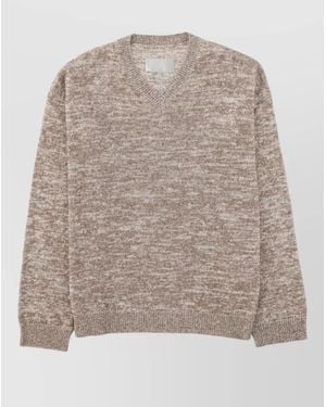 Maison Margiela V Neck Wool Sweater Regular Fit - Natural