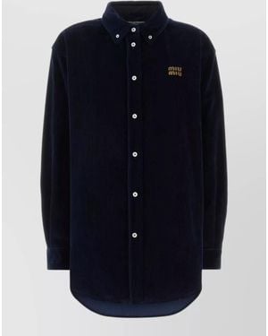 Miu Miu Corduroy Shirt Button Down Collar Patches - Blue