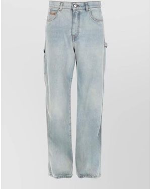 MSGM Logo Jeans Straight Leg Five Pocket - Blue