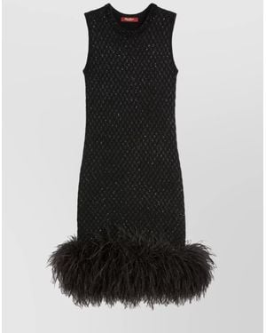 Max Mara Mini Dress Featuring Feather Accents - Black