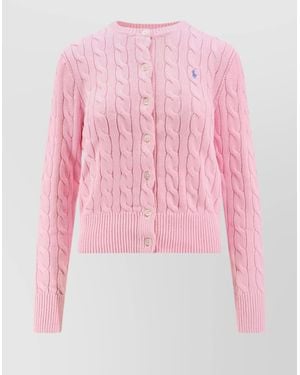 Polo Ralph Lauren Logo Embroidered Cotton Cardigan - Pink