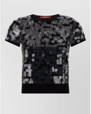 Max Mara Virgin Wool Sequined Short-Sleeve Jumper - Black