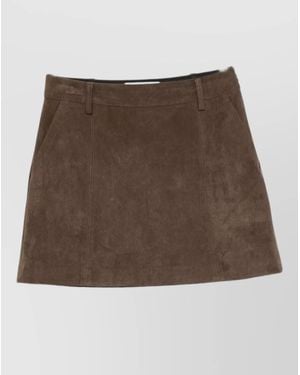 DUNST Suede-Effect Mini Skirt - Brown