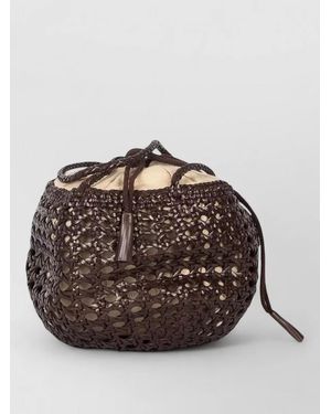 Dragon Diffusion Juventus Woven Crossbody Bag Dual Handles - Brown