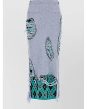 Moschino Silk Blend Midi Fitted Skirt - Blue