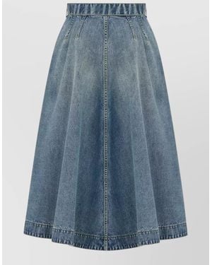 Dior High-Waisted A-Line Midi Denim Skirt - Blue