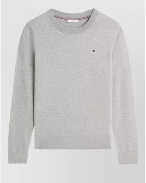 Tommy Hilfiger Fine-Knit Cotton Crew-Neck Jumper - Grey
