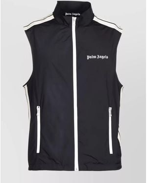Palm Angels Logo Zip-Front Sleeveless Jacket - Blue