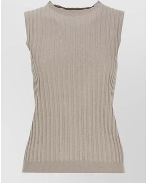 Peserico Ribbed Sleeveless Tank Top - Gray